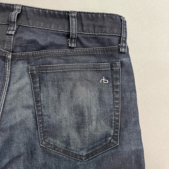 Handmade Rag & Bone Jeans Luxury Designer Dark Black Indigo Denim - Picture 5 of 9